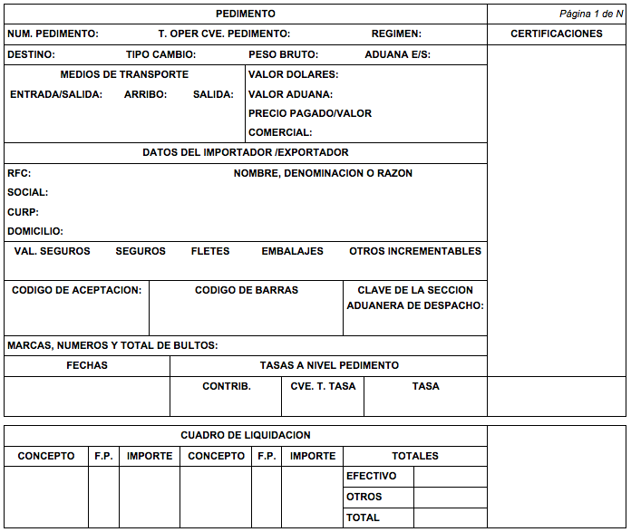 Reglas Básicas Para El Llenado De Pedimento De Importación 5465